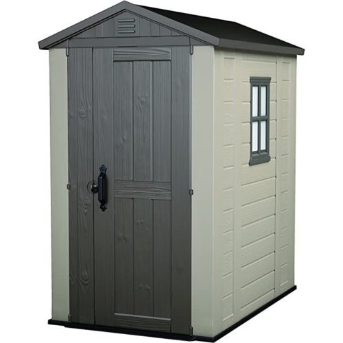 Keter 4×6 Factor Heavy Duty Plastic Garden Shed – Beige