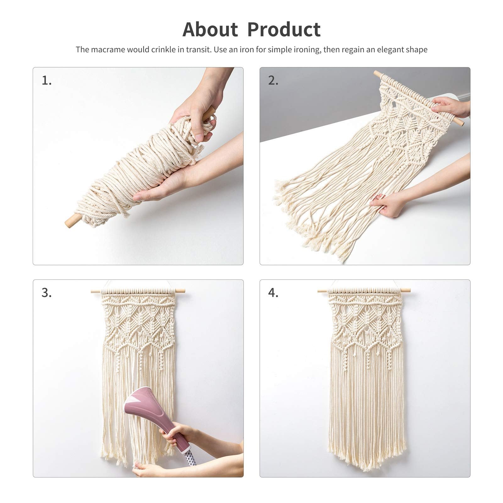 Macrame Woven Wall Hanging – Set of 2, Boho Geometric - Image 5