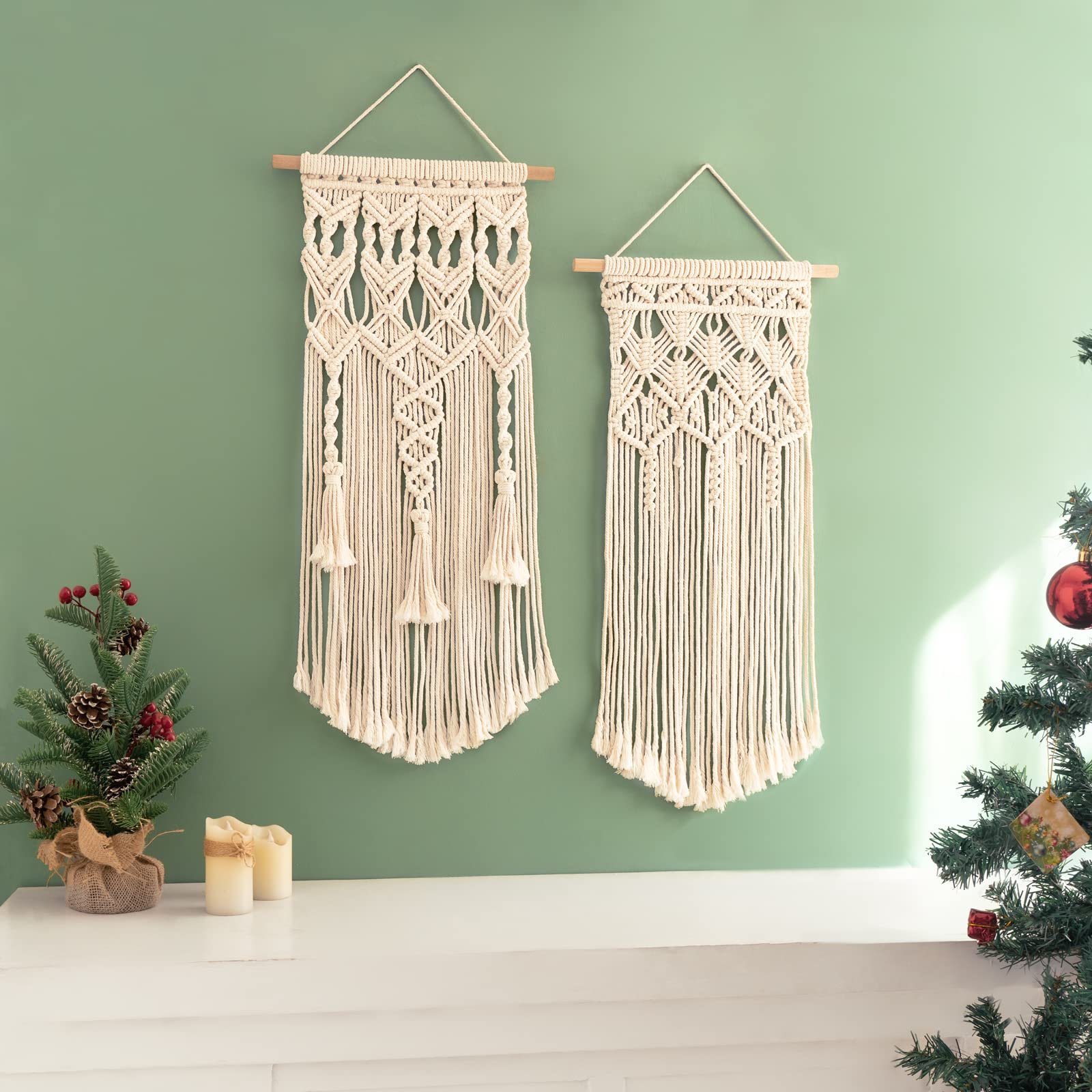 Macrame Woven Wall Hanging – Set of 2, Boho Geometric - Image 4