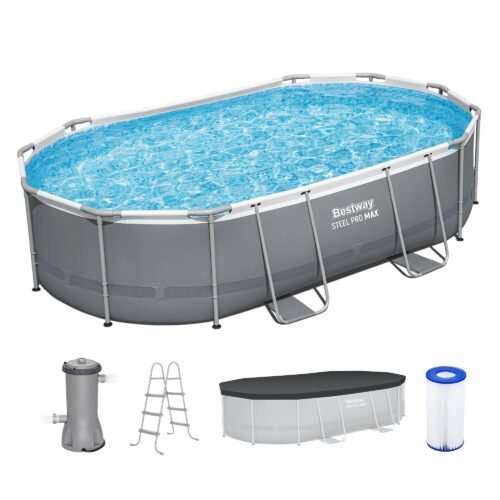 Steel Pro MAX 16' x 10' x 42" Above Ground Pool, Oval Metal Frame Outdoor Swimming Pool
