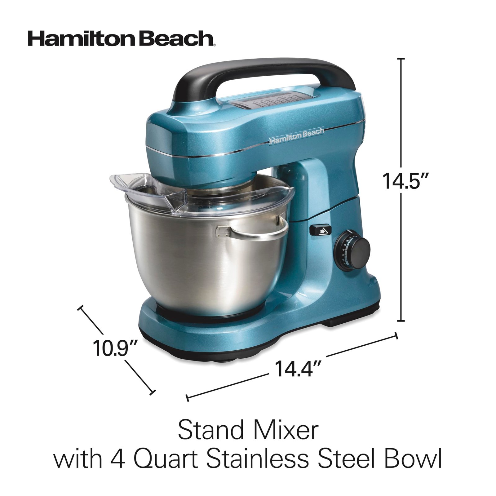 Electric Stand Mixer, 4 Quarts, Dough Hook, Flat Beater Attachments, Splash Guard, 7 Speeds with Whisk, Easy-Carry Top Handle, Blue - Image 8