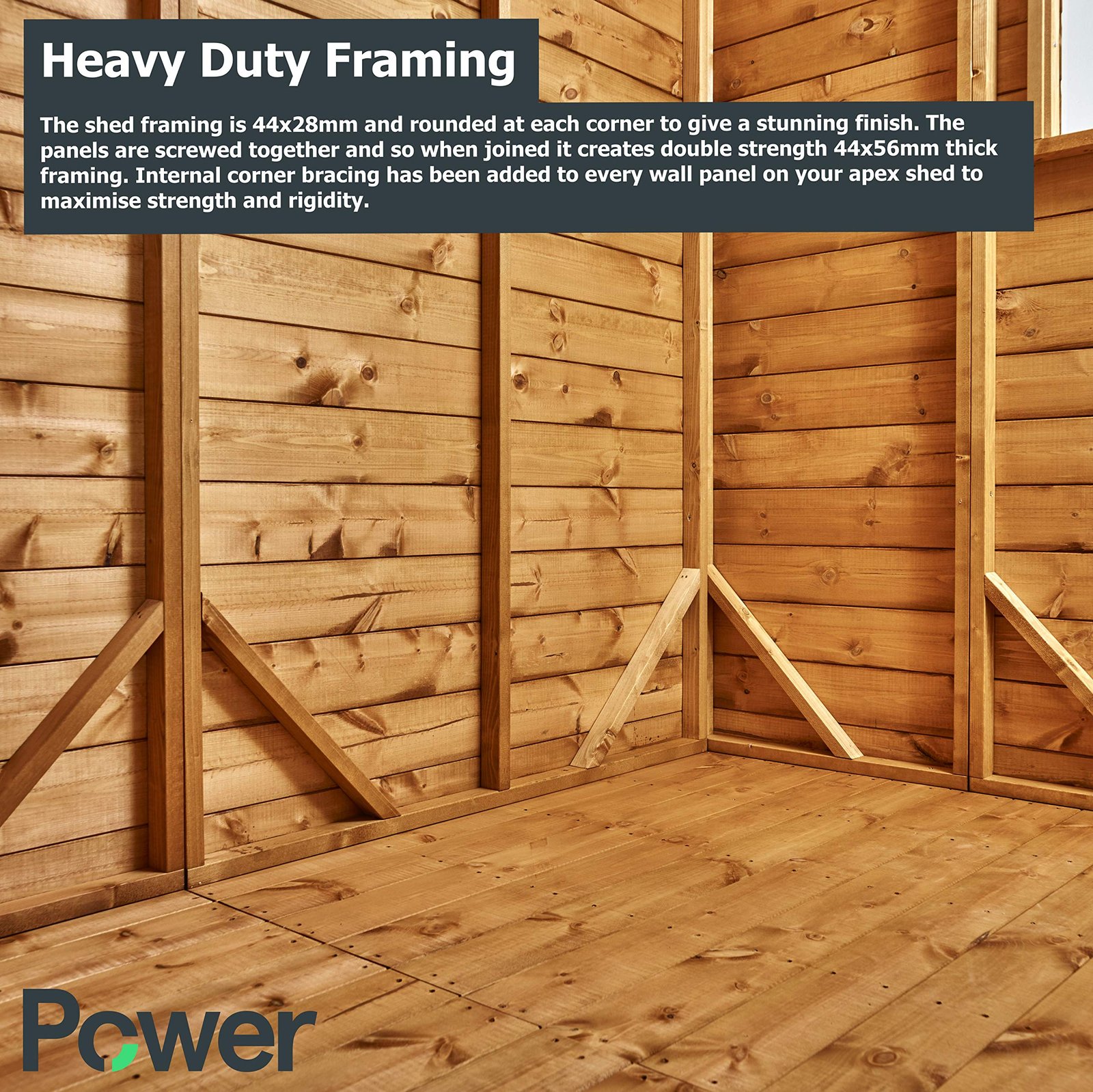 POWER High Grade Premium Pent Summer House Wooden Shed - Image 4